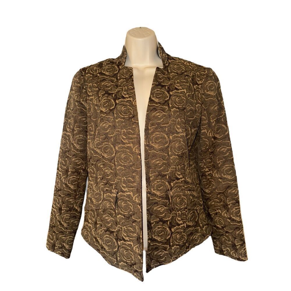 Coldwater Creek Women’s Bold Floral Textured Jacket Blazer Open Front SIZE 6